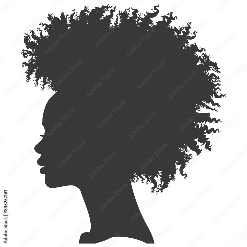 silhouette woman head with afro hair style black color only silhouette woman head with afro hair style black color only