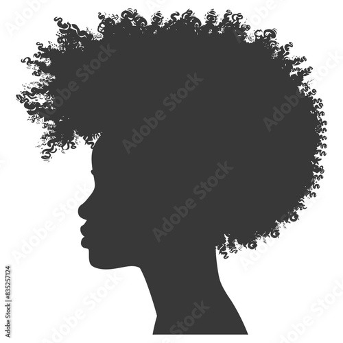 silhouette woman head with afro hair style black color only
