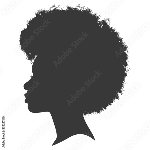 silhouette woman head with afro hair style black color only