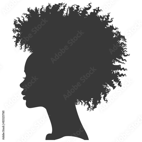 silhouette woman head with afro hair style black color only