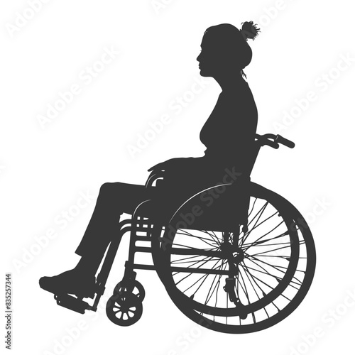 silhouette woman in a wheelchair full body black color only