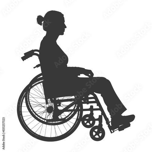 Silhouette of a Woman in Wheelchair: Profile View, Minimalist Vector.