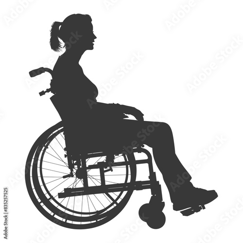 Woman Silhouette: Wheelchair User, Side View, Accessibility Icon.
