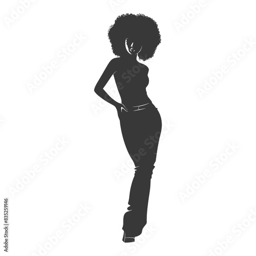 Afro Silhouette: Curvy Woman Posing in Jeans and Heels