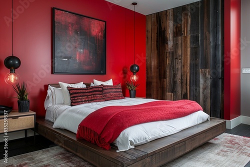 Experience the essence of modern elegance in this American bedroom, where sleek furniture, clean lines, and minimalist design converge to create a serene space