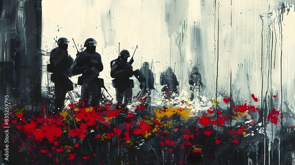 Confrontation in the Botanical Battleground:A Minimalist Clash of Figures and Flora Confrontation in the Botanical Battleground:A Minimalist Clash of Figures and Flora