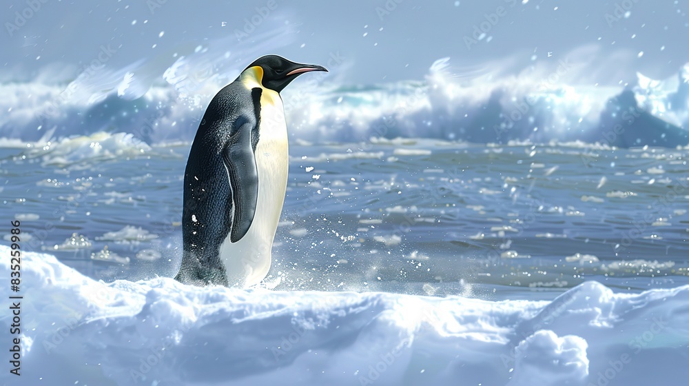 Fototapeta premium Attractive View of penguin bird with nature landscape