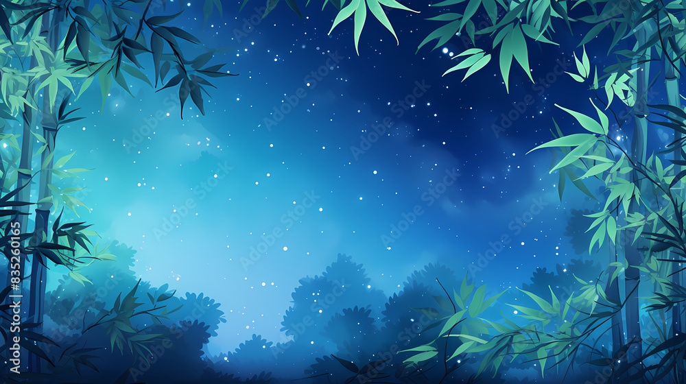 Beautiful illustration of bamboo leaves on light blue background Beautiful illustration of bamboo leaves on light blue background