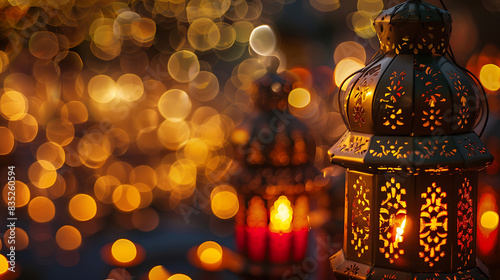 Goat Qurban Eid al adha mubarak festival islamic background, Witness heartfelt Eid celebration moments during Bakra Eid as people participate in age-old traditions, Arabic lantern design