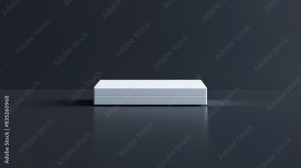 A white box is on a black surface A white box is on a black surface
