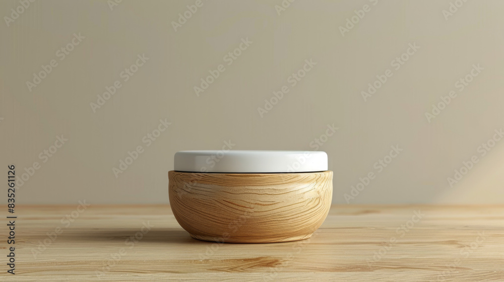 A wooden bowl sits on a wooden table A wooden bowl sits on a wooden table