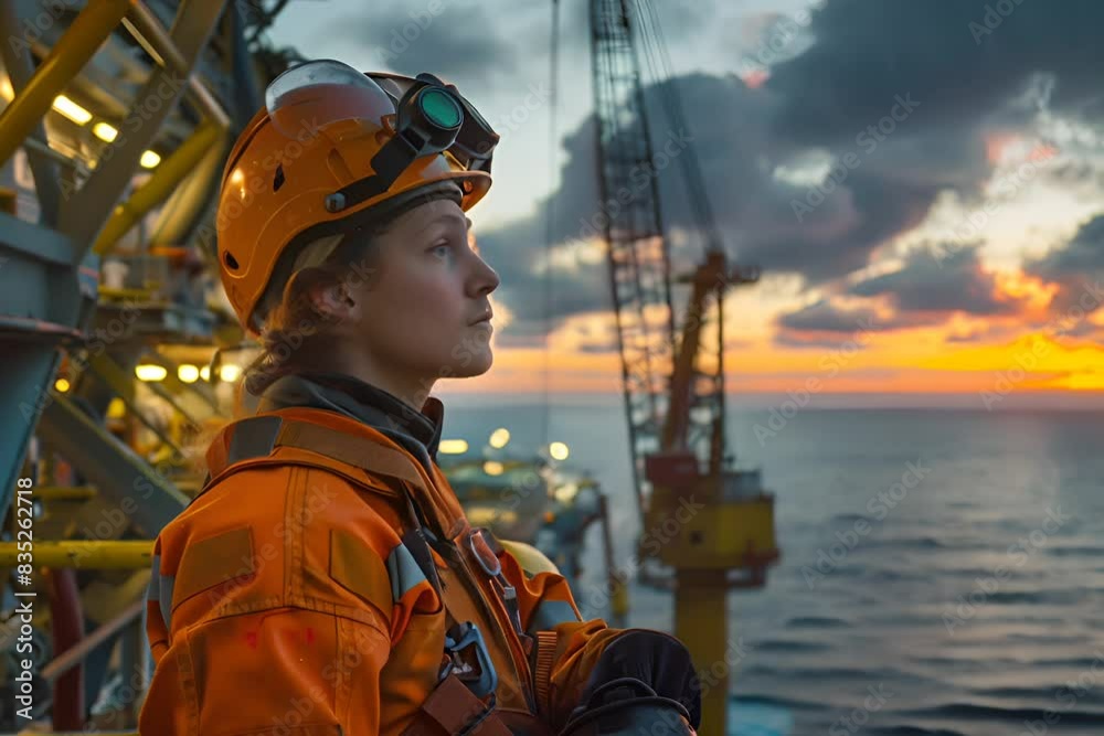 Engineer on Offshore Oil Rig at Sunset
Engineer on Offshore Oil Rig at Sunset