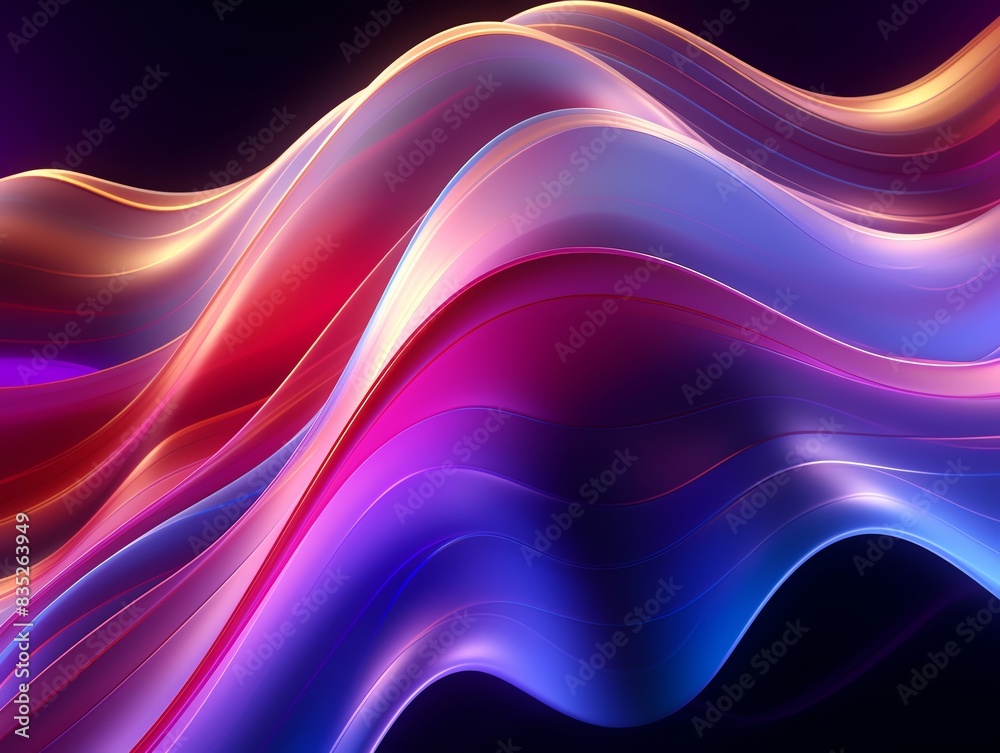 Fototapeta premium A holographic wave pattern with fluid and dynamic motion, providing a captivating and trendy backdrop for animations