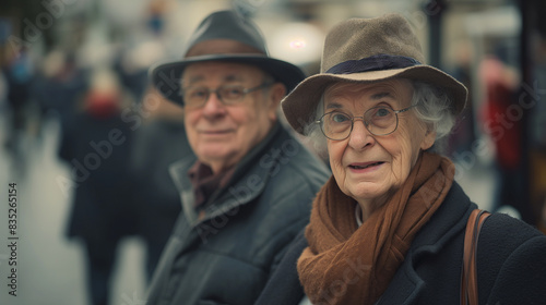 Charming Elderly Couple Enjoying a Leisurely Walk in the City