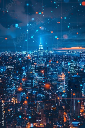 Modern Technology Concept  Smart city big data connection technology.