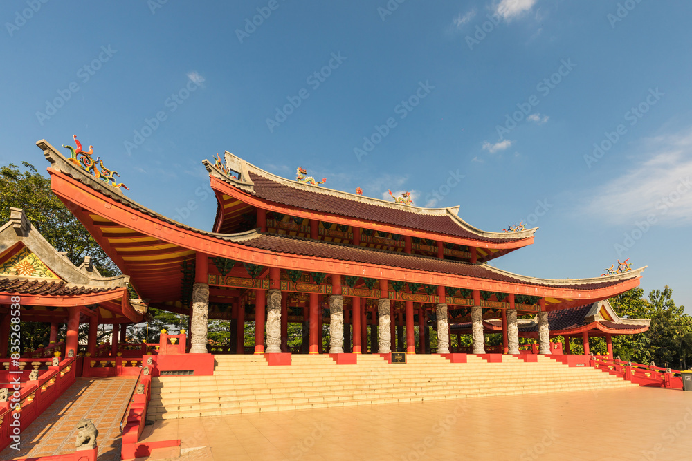 Cheng ho temple at semarang ; semarang tourism ; Majestic Traditional Chinese Architecture Under a Clear Blue Sky, Inviting Exploration and Reflection Cheng ho temple at semarang ; semarang tourism ; Majestic Traditional Chinese Architecture Under a Clear Blue Sky, Inviting Exploration and Reflection