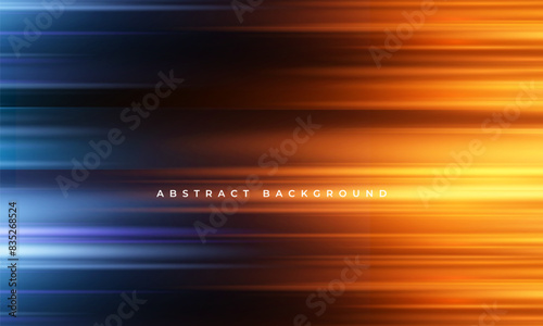 Blue and orange modern abstract background with yellow and blue glowing movement and high-speed light effect. Vector illustration