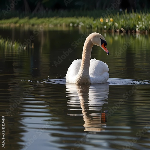Swan Reflections. A swan 