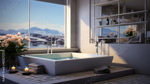 Background of bathtub in bathroom  interior house design ideas concept