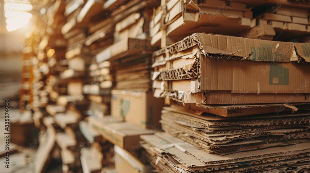 Pile and corrugated cardboard for recycling Pile and corrugated cardboard for recycling