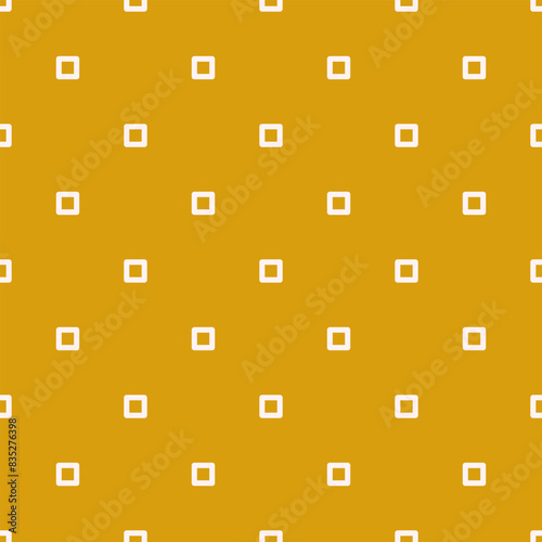 Seamless geometric pattern with light squares on yellow background. Vector print for fabric background, textile