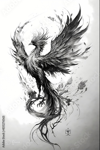 Black and White phoenix Logo