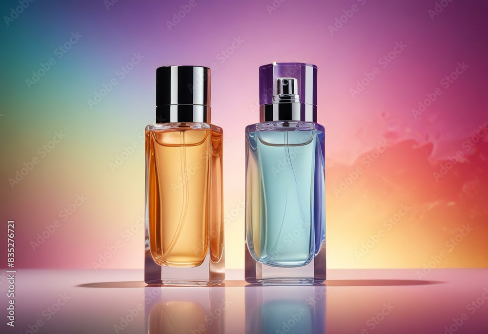 Colorful rainbow perfume bottle sleek elegant Colorful rainbow perfume bottle sleek elegant