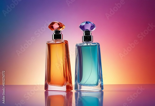 Colorful rainbow perfume bottle sleek elegant