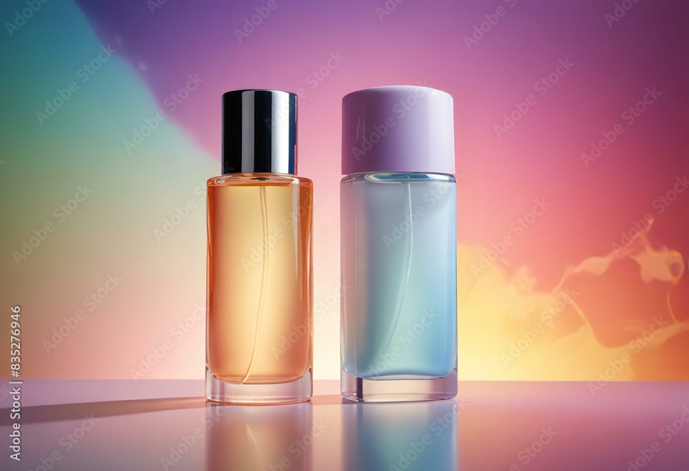 Colorful rainbow perfume bottle sleek elegant Colorful rainbow perfume bottle sleek elegant