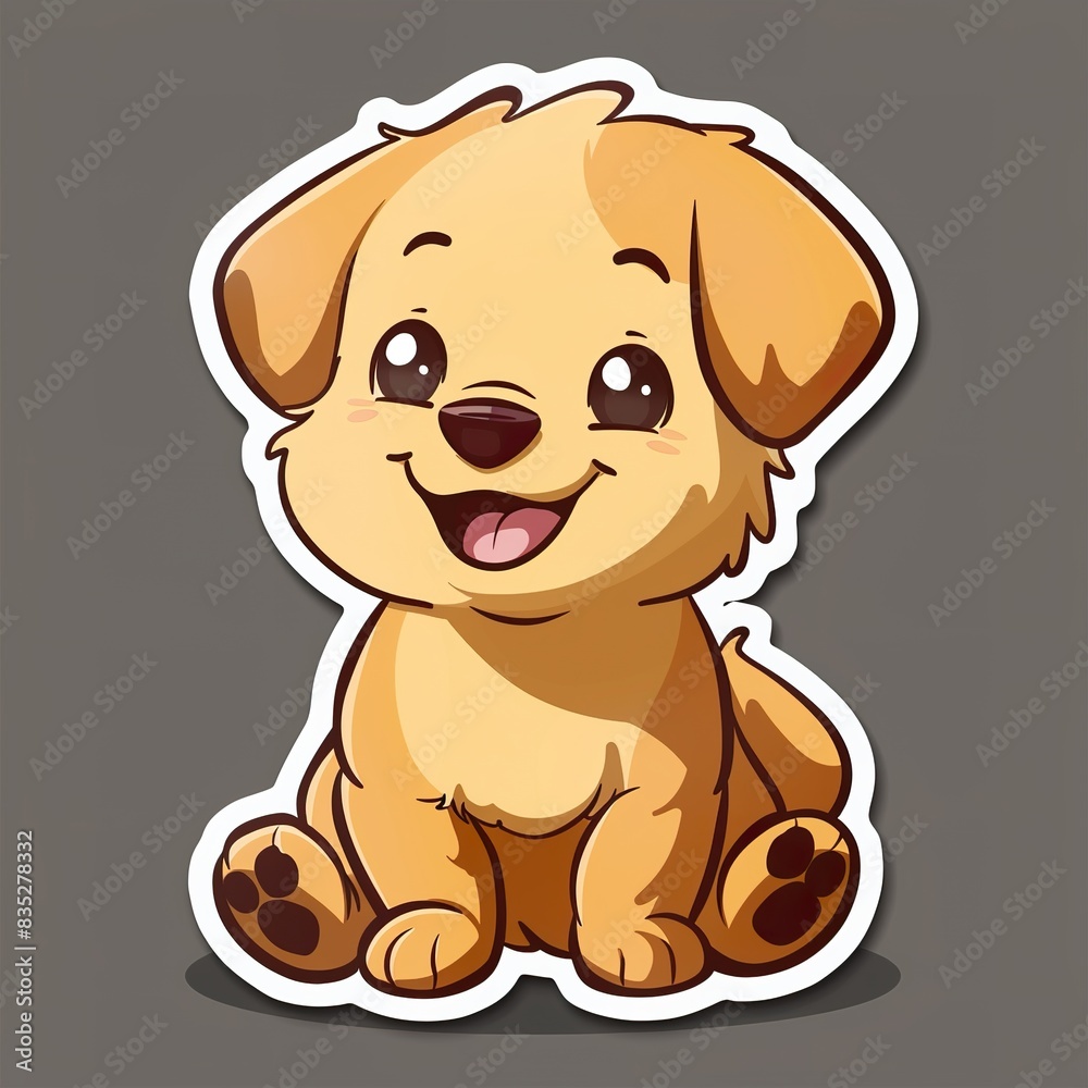 Cute Cartoon Golden Retriever  Dog Illustration