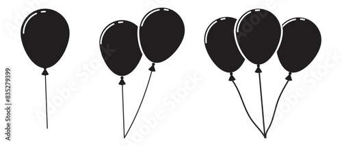 Bunch of party balloons decoration balloon vector icons.Birthday celebration event symbols. Simple flat vector icon.
