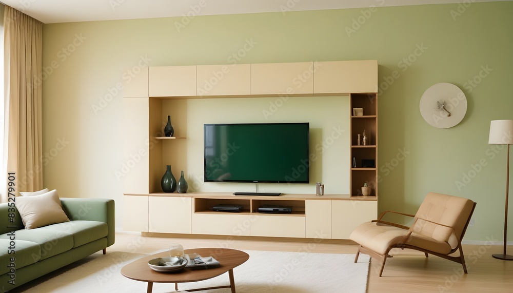 Fototapeta premium modern living room with fireplace