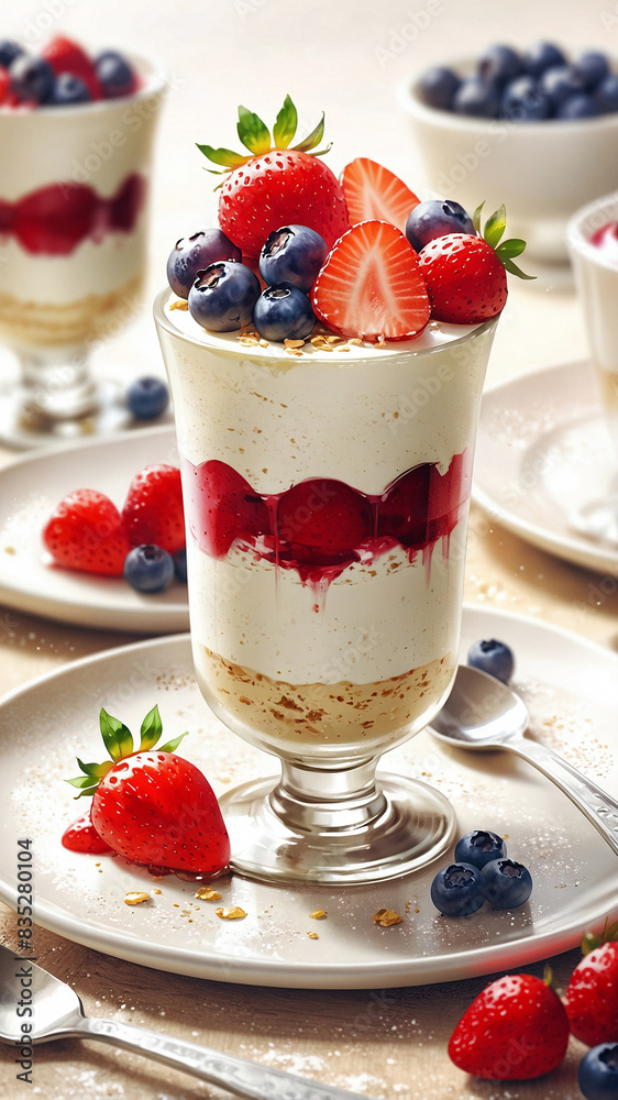 Italian Panna Cotta A delicate panna cotta with a berry sauce, set in a cup with fresh berries on top Italian Panna Cotta A delicate panna cotta with a berry sauce, set in a cup with fresh berries on top
