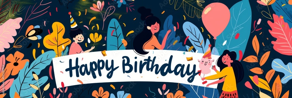 illustration with text to commemorate happy birthday illustration with text to commemorate happy birthday