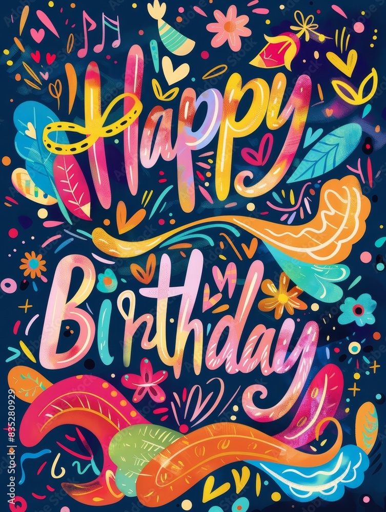 illustration with text to commemorate happy birthday illustration with text to commemorate happy birthday