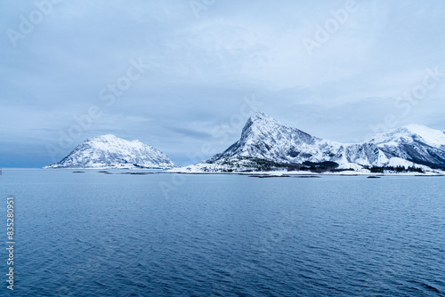 Wallpaper Mural Winter in Norway at sea with mountainview Torontodigital.ca