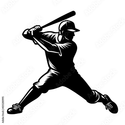 Baseball player batter silhouette. vector illustration