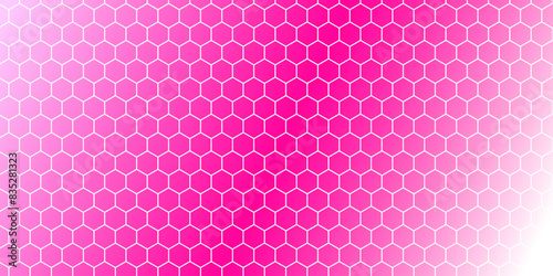 Honeycomb Grid tile seamless background or Hexagonal cell texture. in color Plastic pink with gradient.