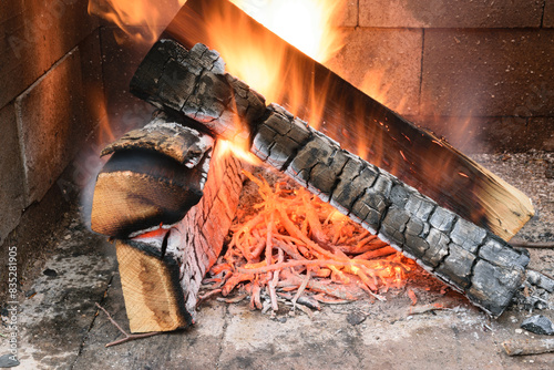 Burning Firewood in Fireplace