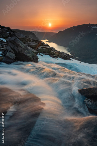 Sunrise over Loch Avon located in the Cairngorms National park, Scotland.