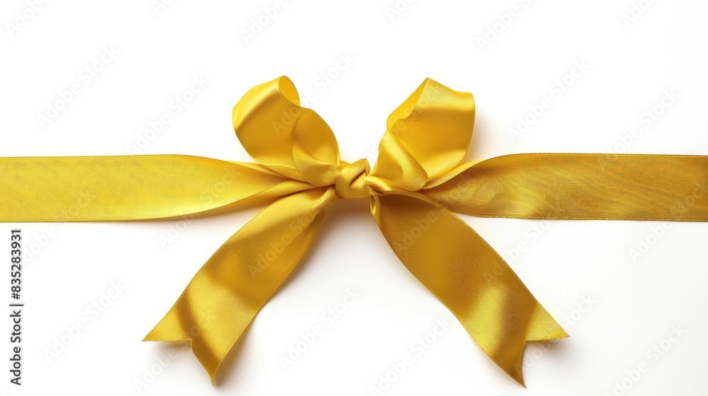 Isolated white background with a yellow ribbon Isolated white background with a yellow ribbon