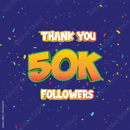 Thank you followers peoples, 50k online social group, happy banner celebrate, Vector illustration