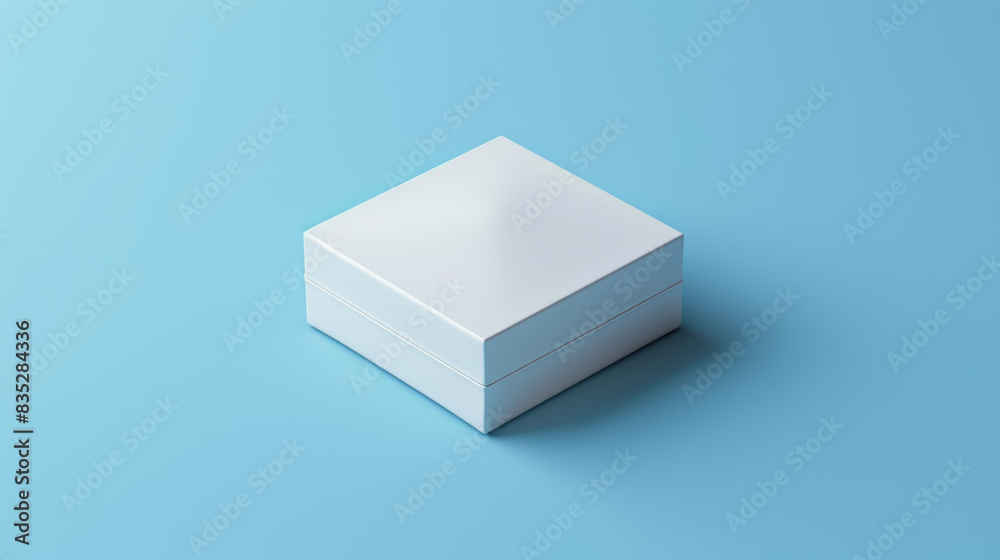 A white box is sitting on a blue surface A white box is sitting on a blue surface