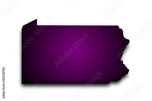 3d Map of Pennsylvania state with color.  United State of America, US, United State. photo