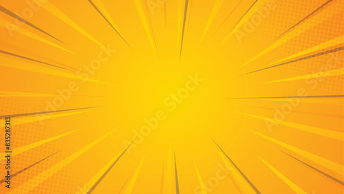 abstract background cartoon sunburst yellow orange, copy space on center. vector.