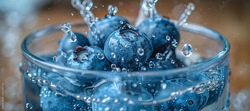 Blueberries Splashing in Water Blueberries Splashing in Water
