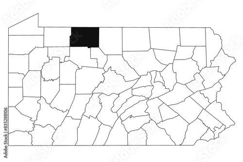 Map of McKean County in Pennsylvania state on white background. single County map highlighted by black colour on Pennsylvania map. UNITED STATES, US photo