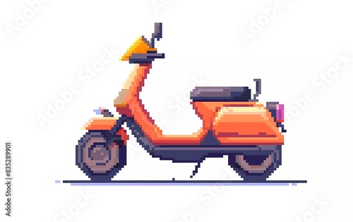 8-bit pixel electric scooter, pixel art vector illustration. isolated on white background