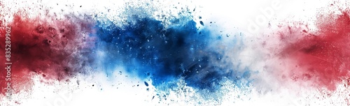 Red, white and blue powder explosion on an isolated background Design element for poster, banner or greeting card Generative AI