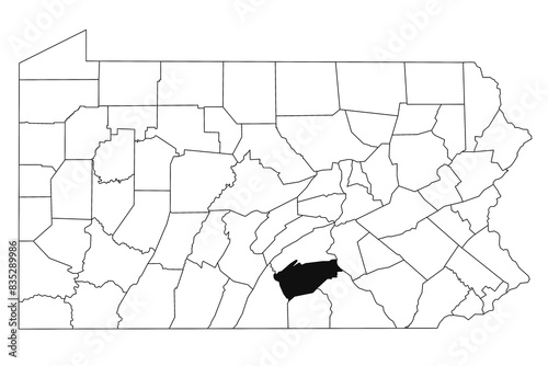 Map of Cumberland County in Pennsylvania state on white background. single County map highlighted by black colour on Pennsylvania map. UNITED STATES, US
